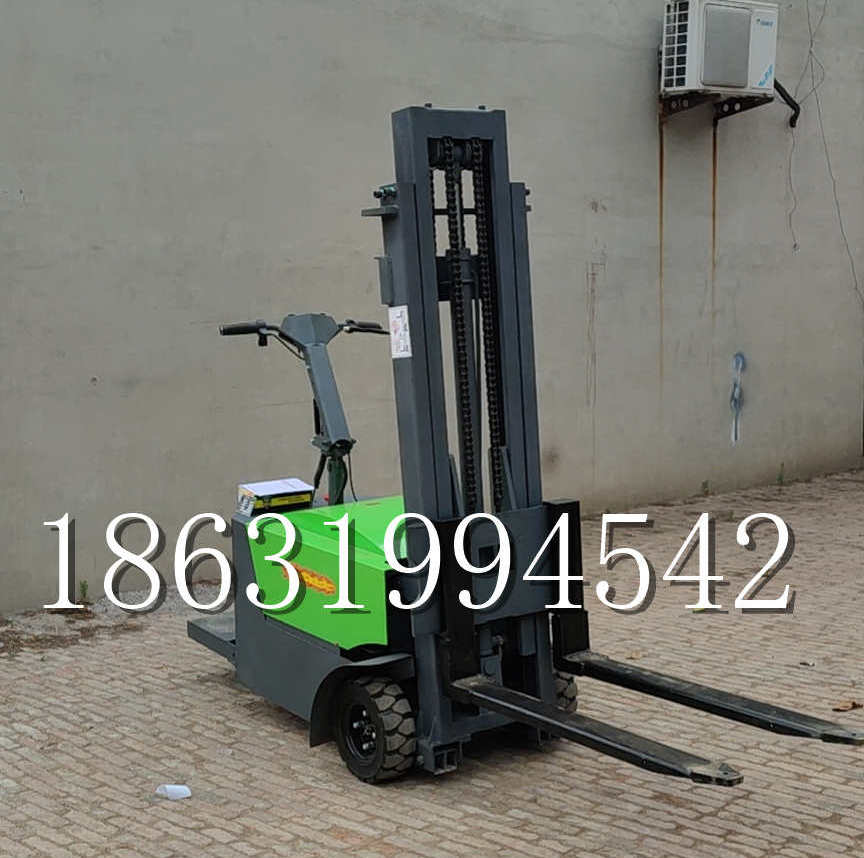 凌海市优程全电动叉车插腿式堆高车液压装卸车1.5吨升高小型站驾式铲车